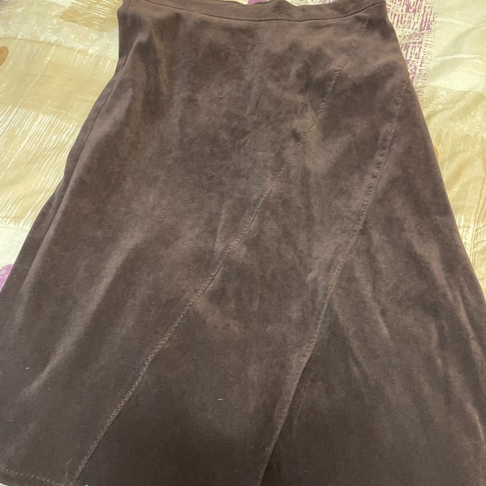 Faux Suede Midi Skirt